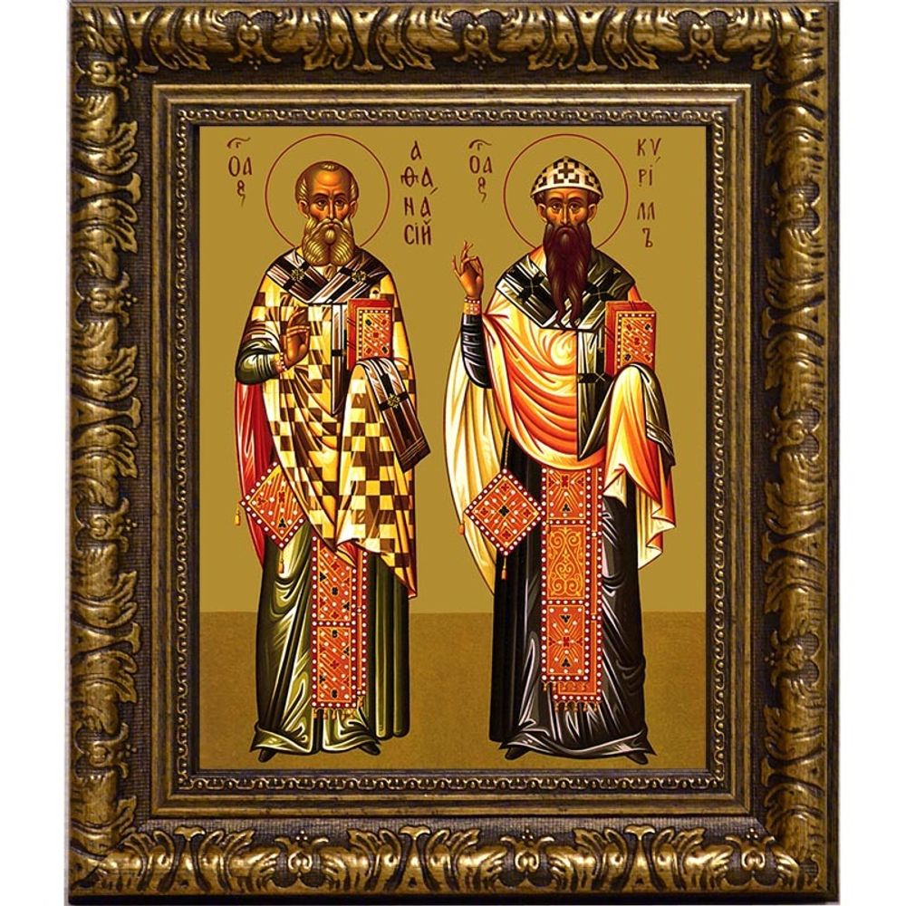 Афанасий и Кирилл Александрийские. Икона на холсте.