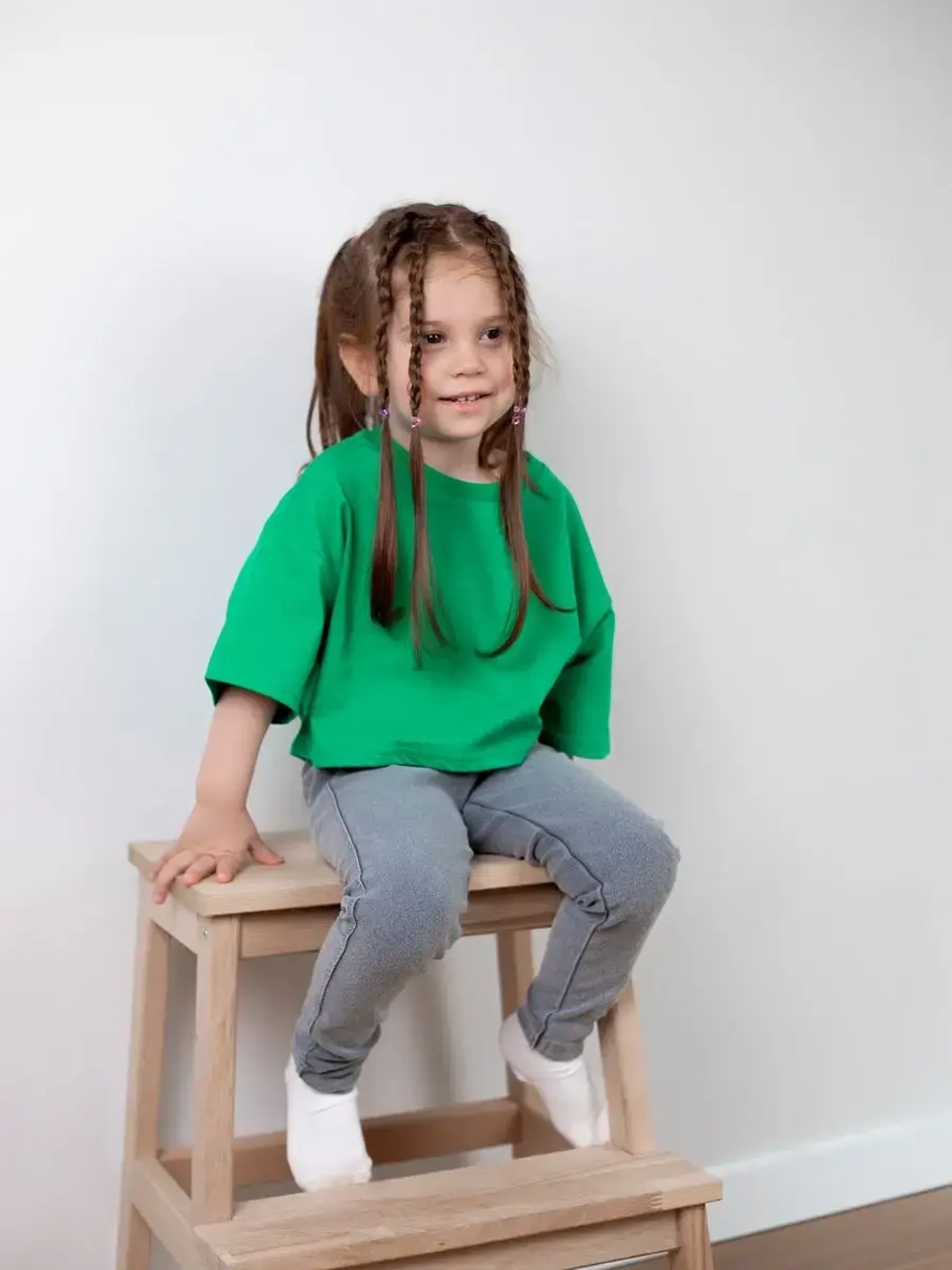 Футболка детская оверсайз укороченная базовая