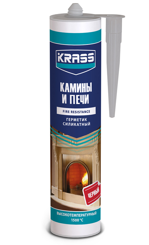 Герметик силикатный KRASS для каминов и печей черный 0,300 л
