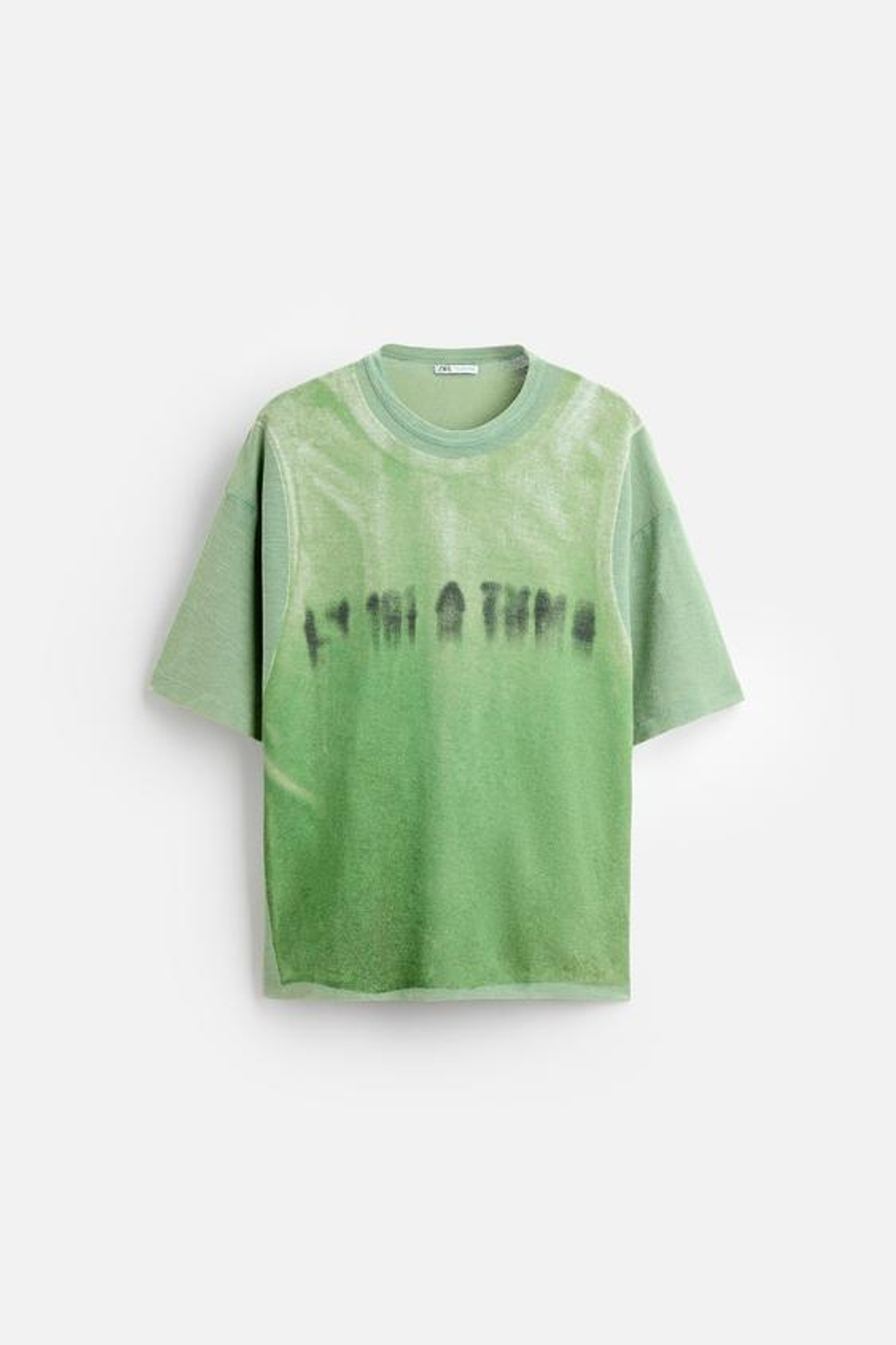 ZARA ТРИКОТАЖНАЯ ФУТБОЛКА С ПРИНТОМ В ВИДЕ ФУТБОЛКИ, ЗЕЛЕНЫЙ