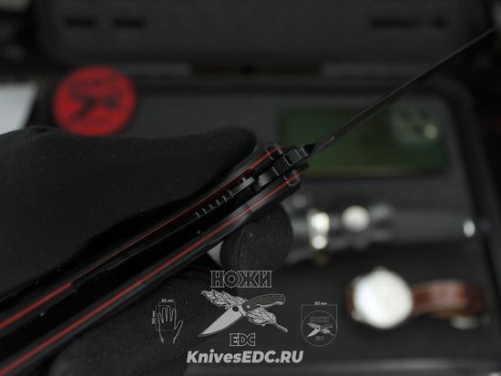 Складной нож НОКС Мангуст-2 336-708406 (Black Red) c клинком из стали D2, рукоять G10