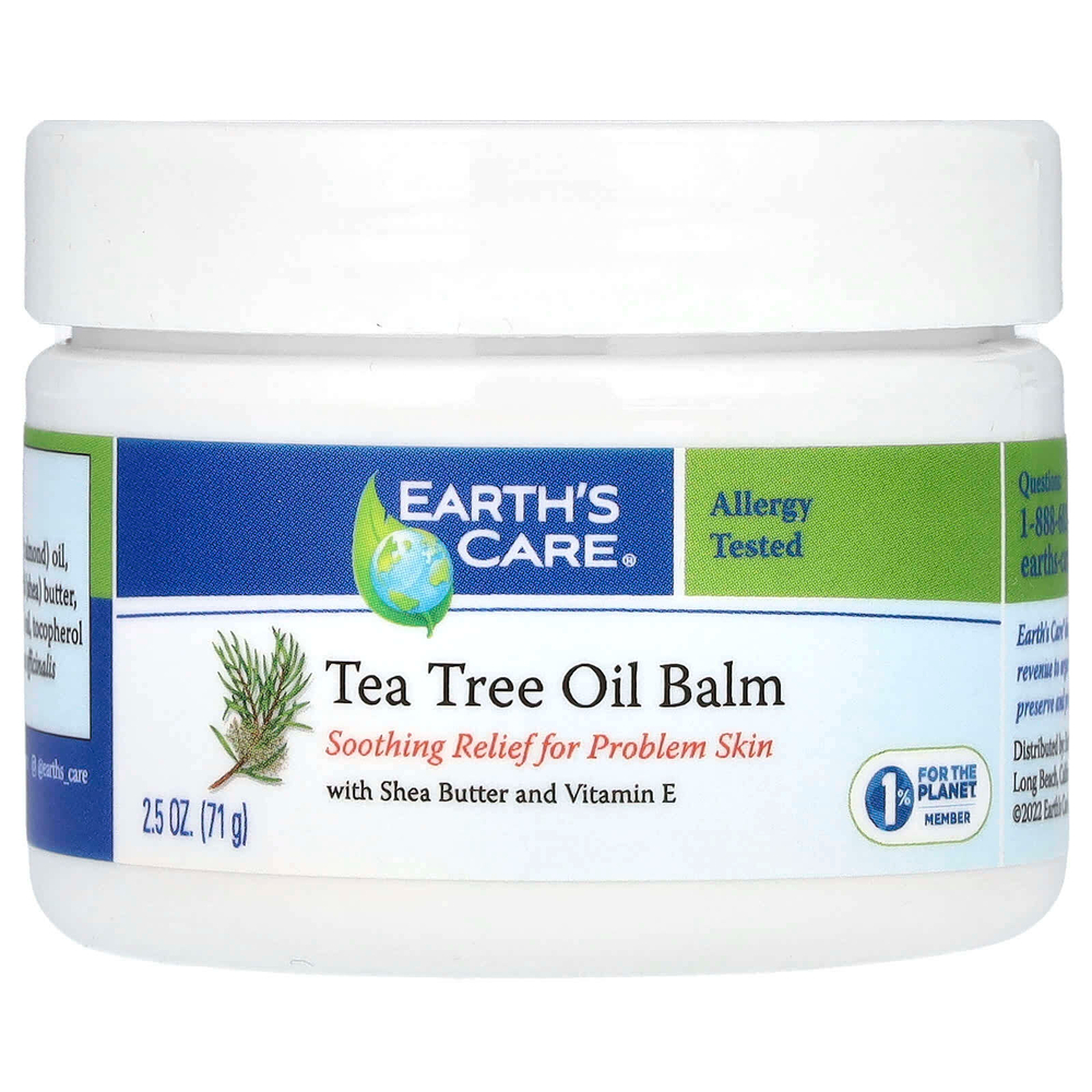 Earth's Care, бальзам с маслом чайного дерева, с маслом ши и витамином Е, 71 г (2,5 унции)