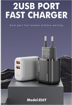 Зарядное устройство СЗУ Yookie EI6Y fast charger 2 USB 2,4A с кабелем Lightning