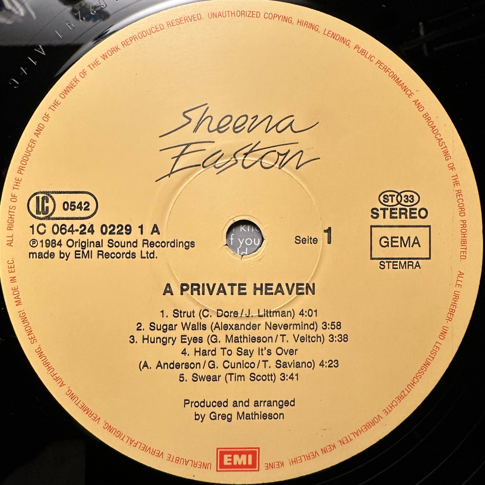 Sheena Easton - A Private Heaven (Германия 1984г.)
