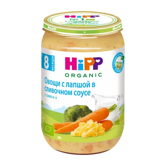 Пюре Hipp Овощи с лапшой в сливочном соусе 220г с 8месяцев