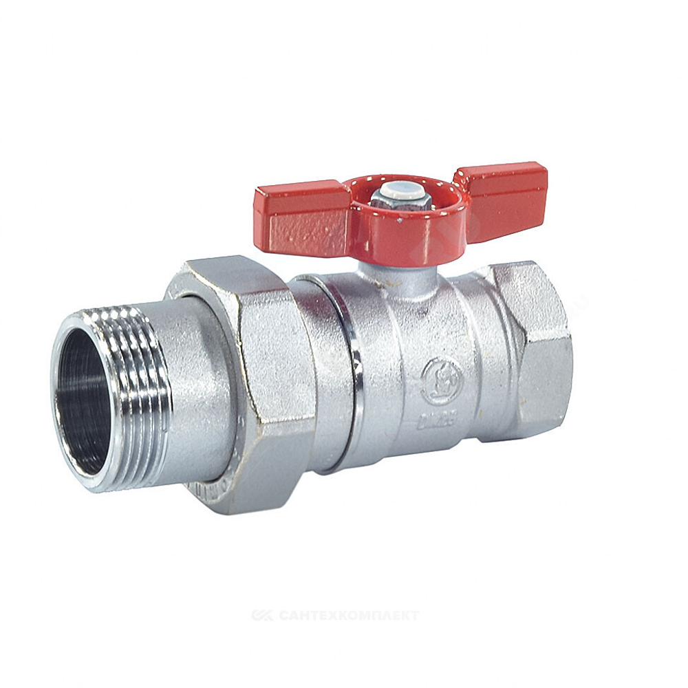 Кран шаровой латунь хром R259D Ду 25 Ру42 ВР/"американка" бабочка красная Giacomini R259X007