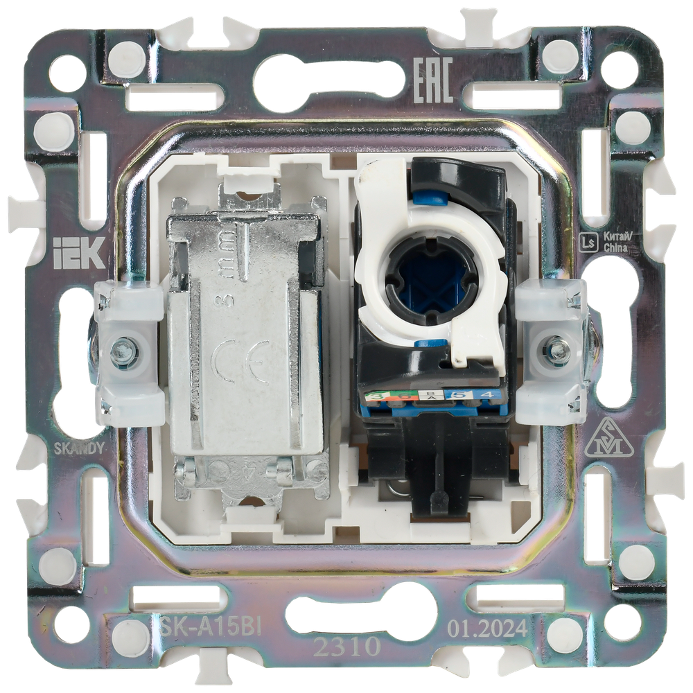 SKANDY Розетка двойная TV+RJ45 кат.6 SK-A15Bl черный IEK