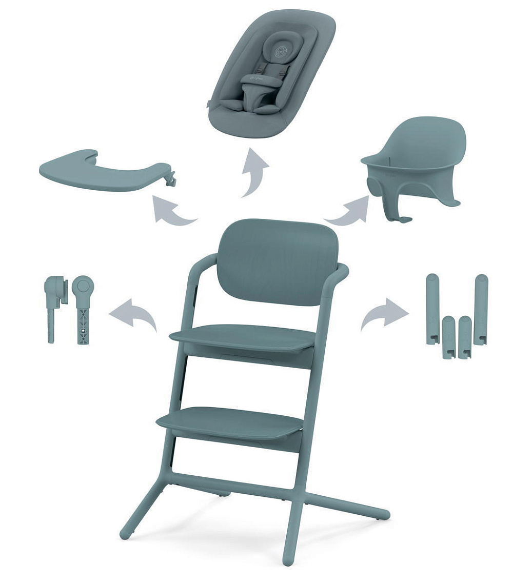 Стульчик для кормления Cybex Lemo 4 в 1 с мягкими чехлами Comfort Inlay Stone Blue/Suede Grey