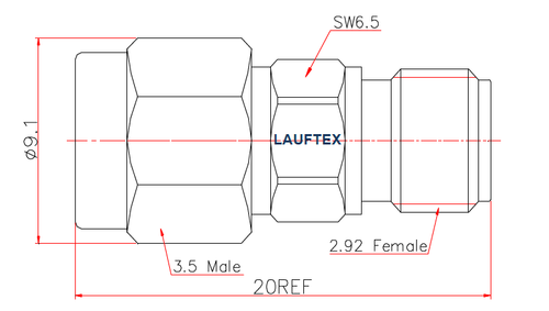LF-3.5M-2.92F-33G, Коаксиальный переходник (3.5 mm / M - 2.92 mm / F)