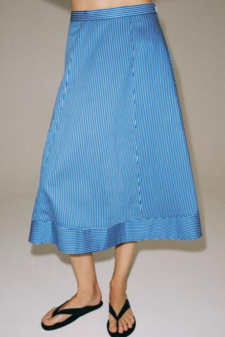 ZARA ЮБКА В ПОЛОСКУ — ZW COLLECTION, СИНИЙ/БЕЛЫЙ