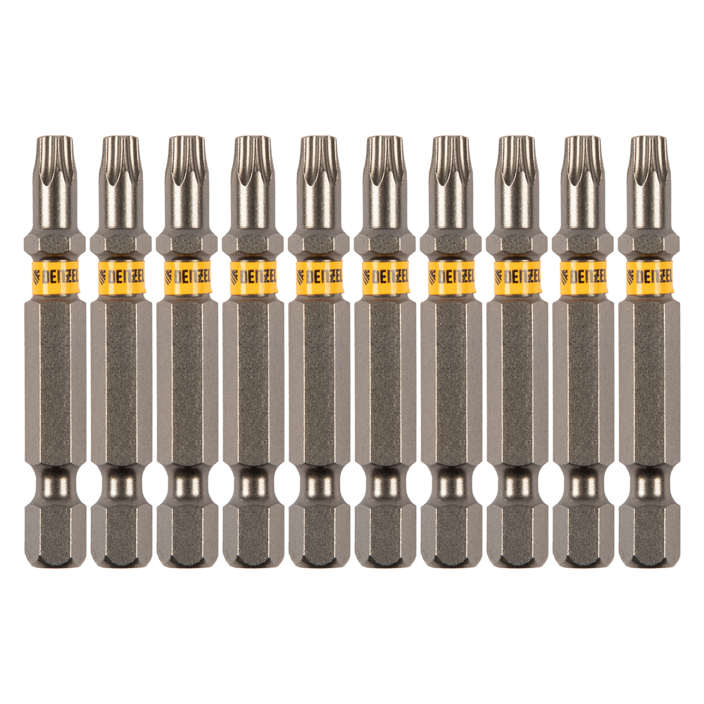 Бита TX 25х50, сталь S2, шестигранный профиль, 10 шт. Е 6,3 Denzel