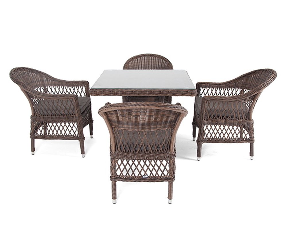 "Сицилия" обеденная группа плетеная, цвет коричневый