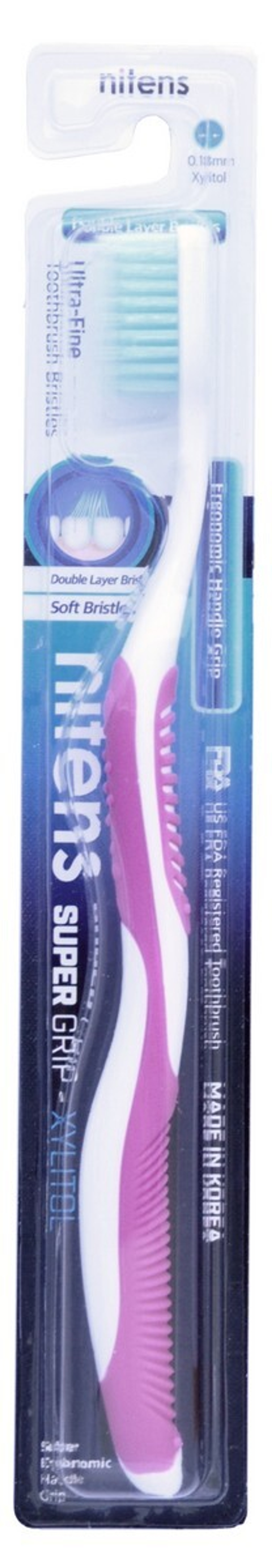 Щетка зубная со сверхтонкой двойной щетиной средней жесткости Xylitol Toothbrush