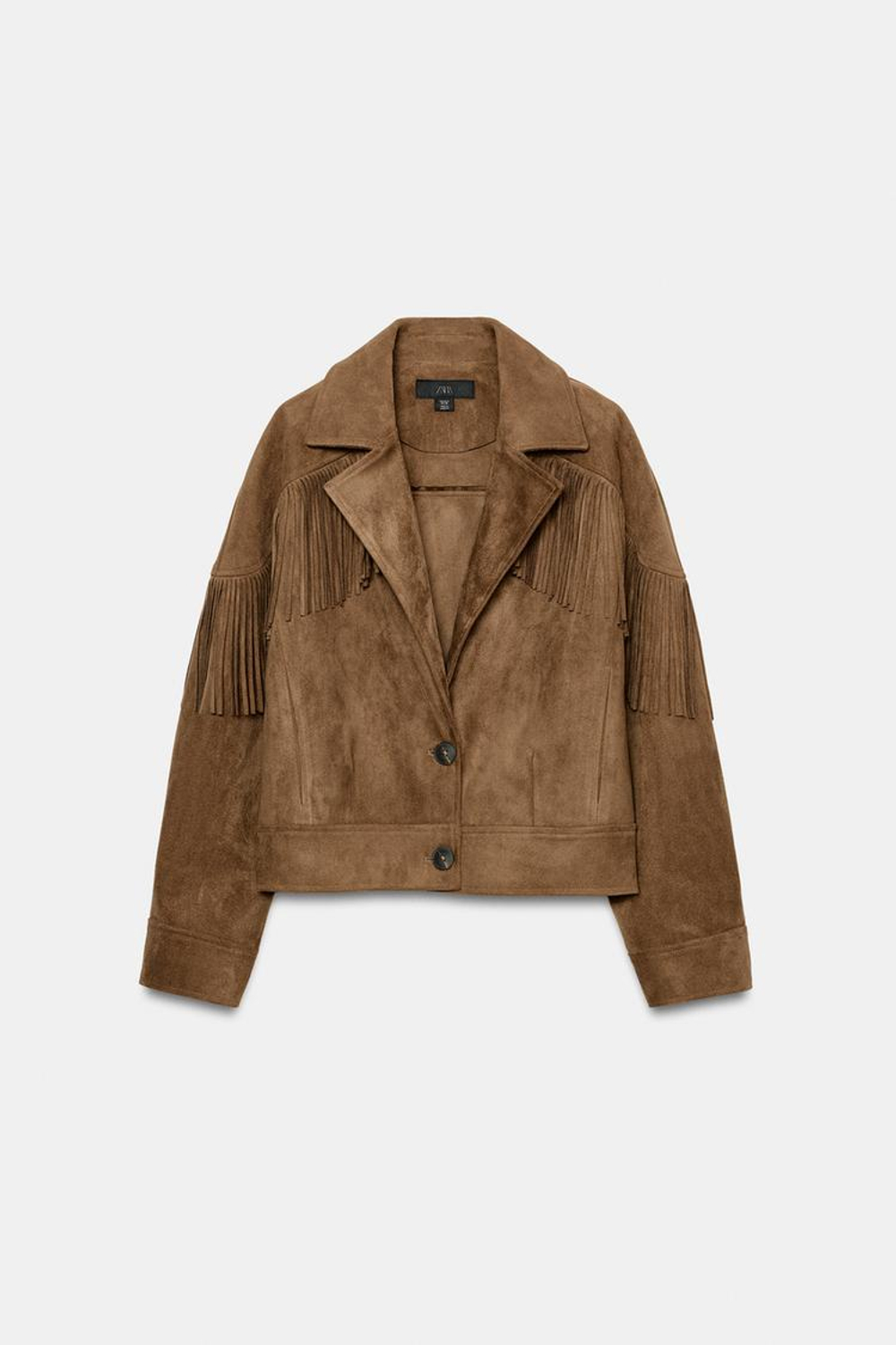 ZARA КУРТКА С БАХРОМОЙ ИЗ ИСКУССТВЕННОЙ ЗАМШИ, РЫЖЕВАТО-КОРИЧНЕВЫЙ