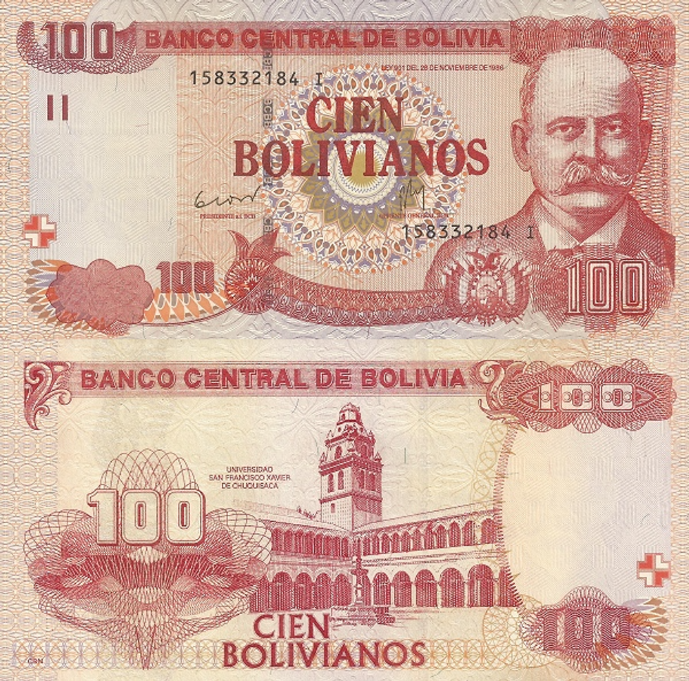 Боливия 100 боливиано 1986 Габриэль Рене Морено UNC