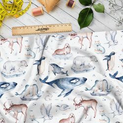 Ткань габардин животный мир севера