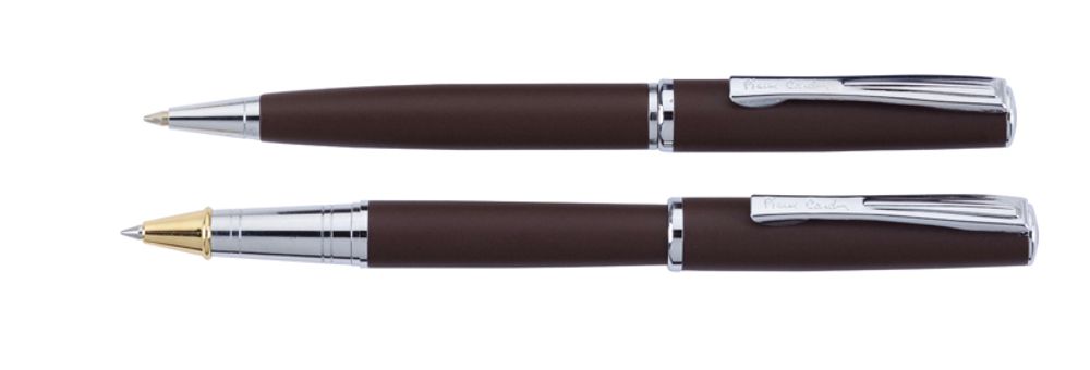 Подарочный набор ручек Pen and Pen Pierre Cardin (Пьер Кардэн) PC0942BP/RP коричневые с серебристым в подарочной упаковке