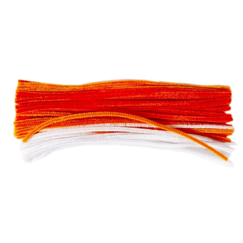 Набор для творчества Alingar, Проволока пушистая-30 см 80 шт, Помпоны-90 шт, Глазки-90 шт, "Белый, оранжевый, морковный", пакет с европодвесом