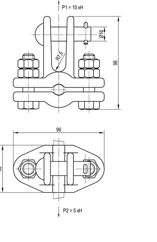 Зажим для одиночного троса 037-1, 037-2