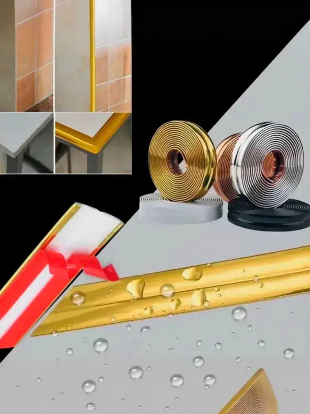 Молдинг декоративный самоклеящийся, угловой, для наружных, внутренних углов и прямых участков 10х10 мм х 5000 мм (ПВХ) чёрный