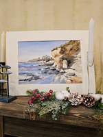 Картина авторская акварельная в паспарту 30х40 см на стену для интерьера "Море в стиле Энди Эвансона "