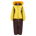 Комбинезон Бьянка р-р 98 желтый/коричневый иск. опушка