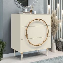 Комод Арт Колор matte Классик Голд с 3 ящиками Кремовый белый матовый