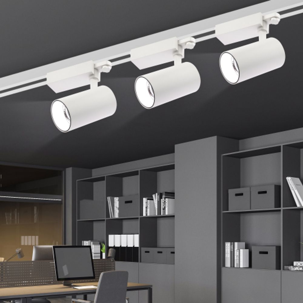 Трековый светильник трехфазный ЭРА SТR-30-36-30K-W40 светодиодный 40Вт 3000K белый | Трехфазные трековые светильники