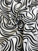 Штапель принт линии черные на белом D10C1