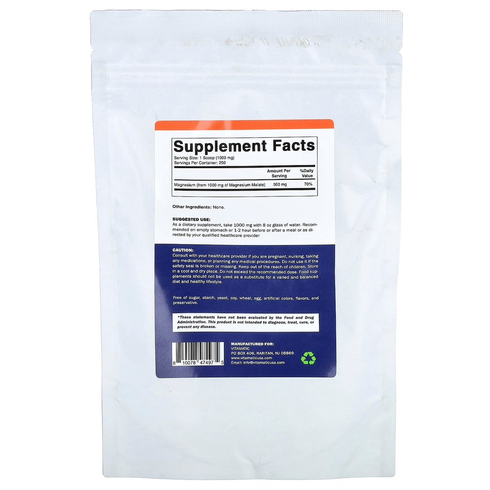 Vitamatic, малат магния в порошке, 250 г (8,8 унции)