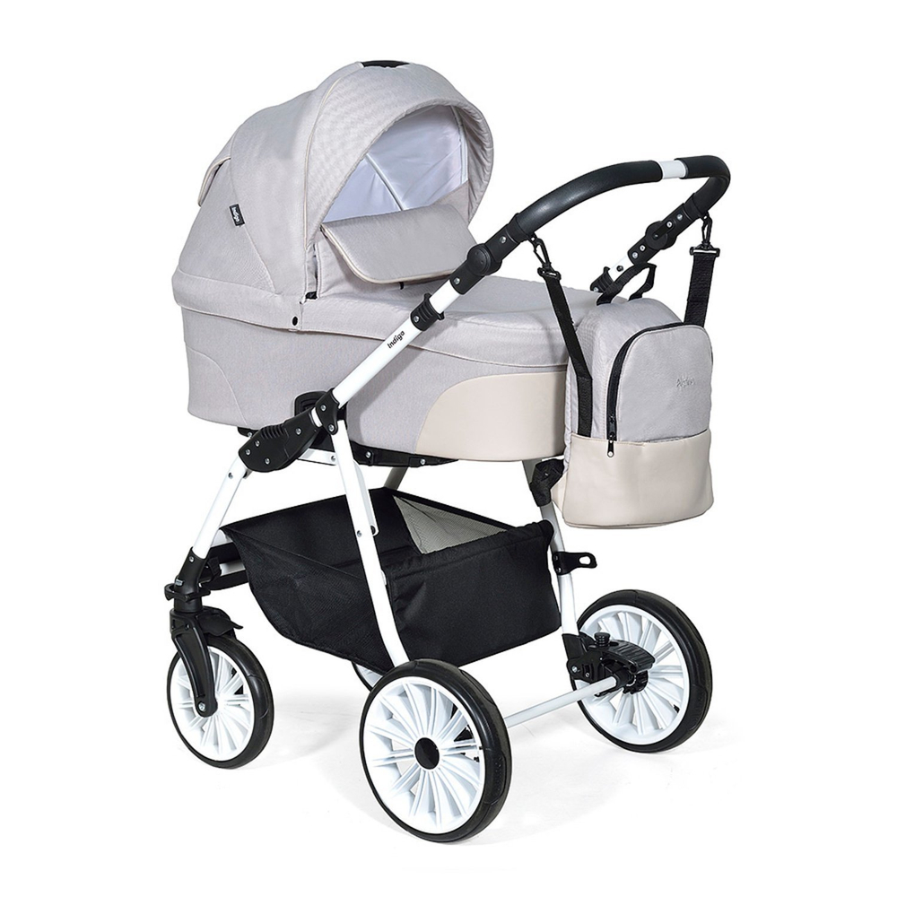 Коляска ALPINA 2в1 (Indigo) (Al 01 (св.бежевый+св.бежевая кожа))