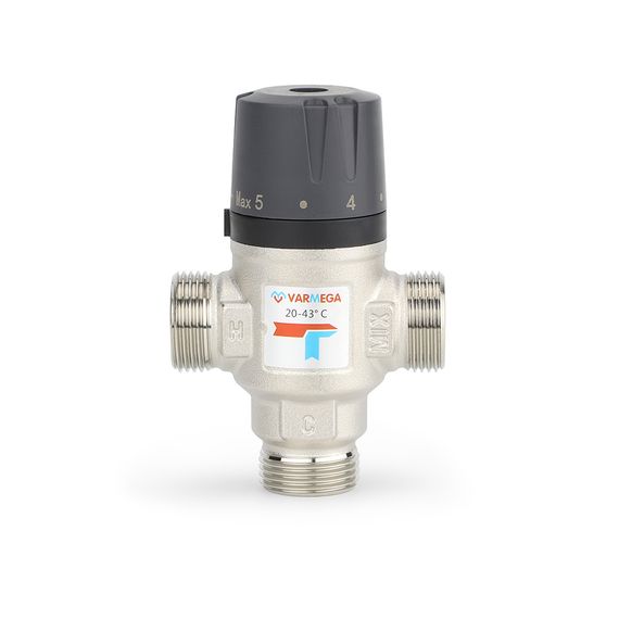 Клапан смесительный термостатический Varmega НР 1&quot; 20-43С KV 2,5 боковое смешение 39595