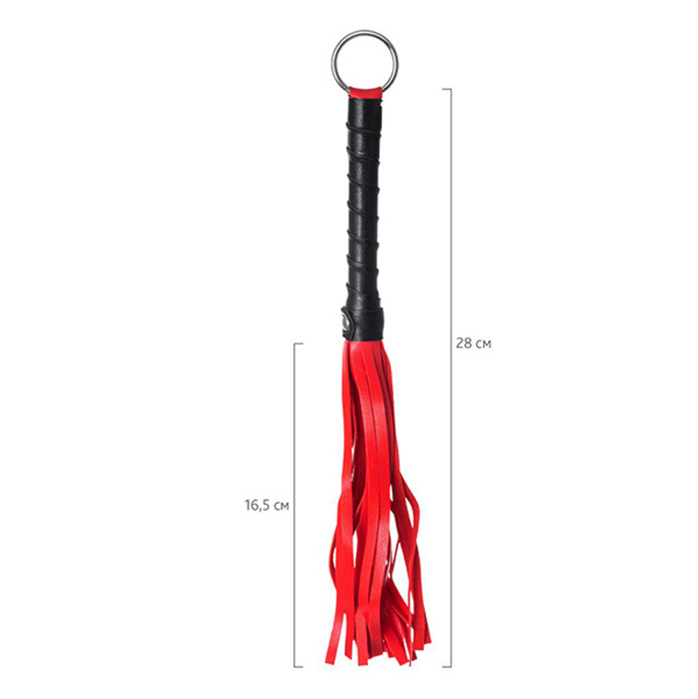 Красно-черный флоггер 28см ToyFa Anonymo Mini Flogger 310003