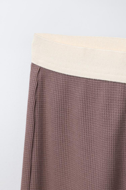 ZARA ПИЖАМА ВАФЕЛЬНАЯ С ВЫШИВКОЙ, БАКЛАЖАННЫЙ