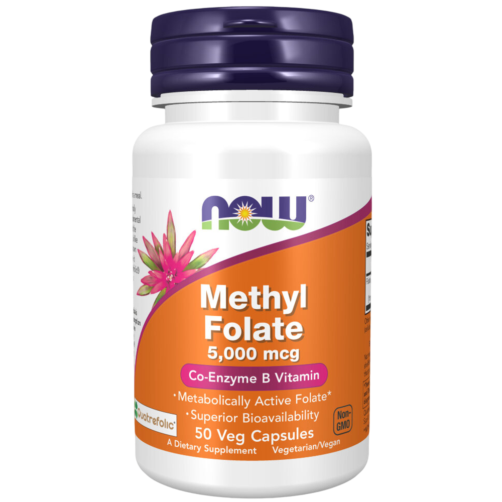 Now Foods Methyl Folate 5000 mcg 50 veg capsules, Витамин B9 (Фолиевая кислота), Метил Фолат