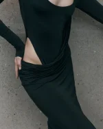 Платье Wave sleeve, Черный