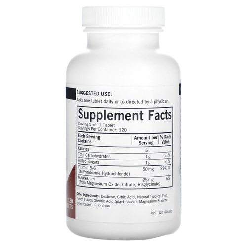 Kirkman Labs, Жевательные витамины B6 с магнием, пунш из натуральных тропических фруктов, 120 таблеток