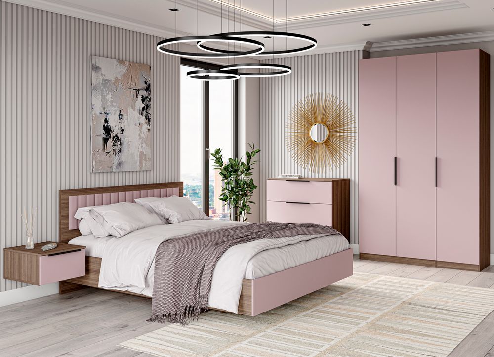 МС Роза Шкаф 900 Орех Франклин/Ройс Пудра скин