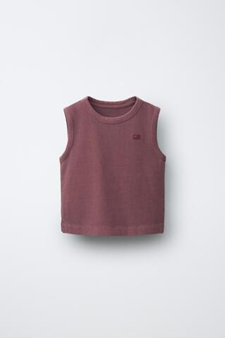 ZARA ФУТБОЛКА С ВЫШИВКОЙ, БУРГУНДИ