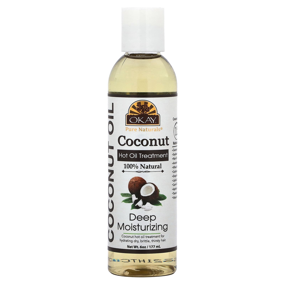 Okay Pure Naturals, Coconut Hot Oil Treatment, глубокое увлажнение, 177 мл (6 унций)