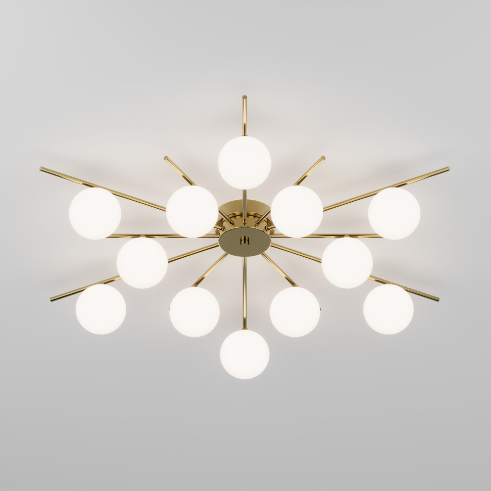 Умный потолочный светильник со стеклянными плафонами под лампочку G9 302001/12 латунь Smart