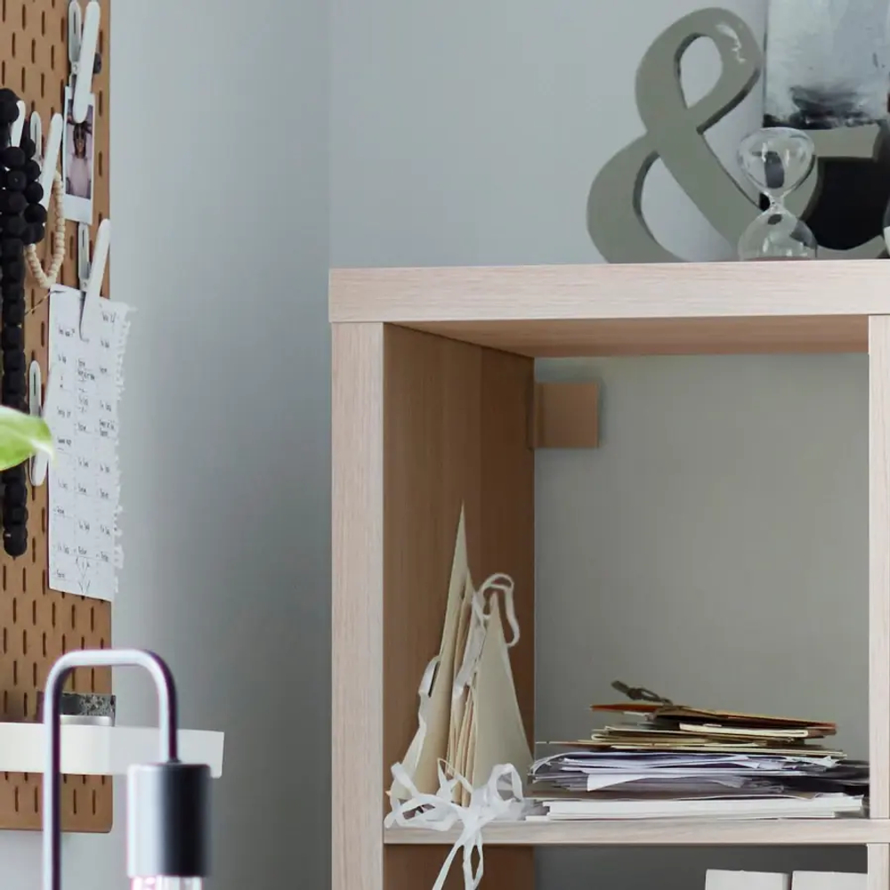 Стеллаж 12 ячеек с ящиками и дверцами - IKEA KALLAX, 112х147 см, под беленый дуб, КАЛЛАКС ИКЕА