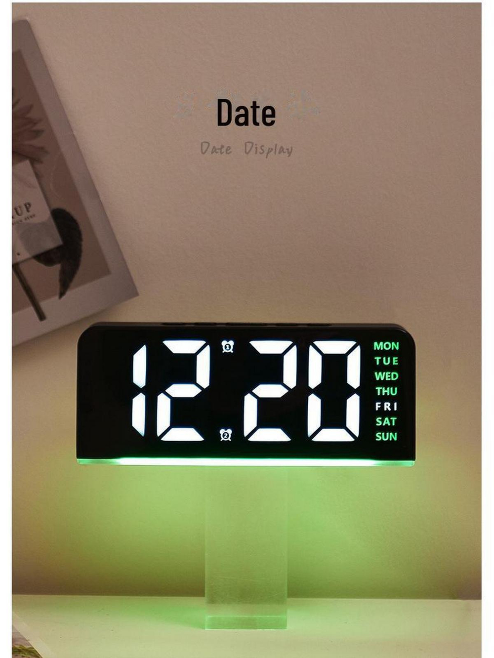 Часы-будильник настольные LED GH8033 White&Green