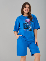 Костюм с шортами КНф-101П/васильковый