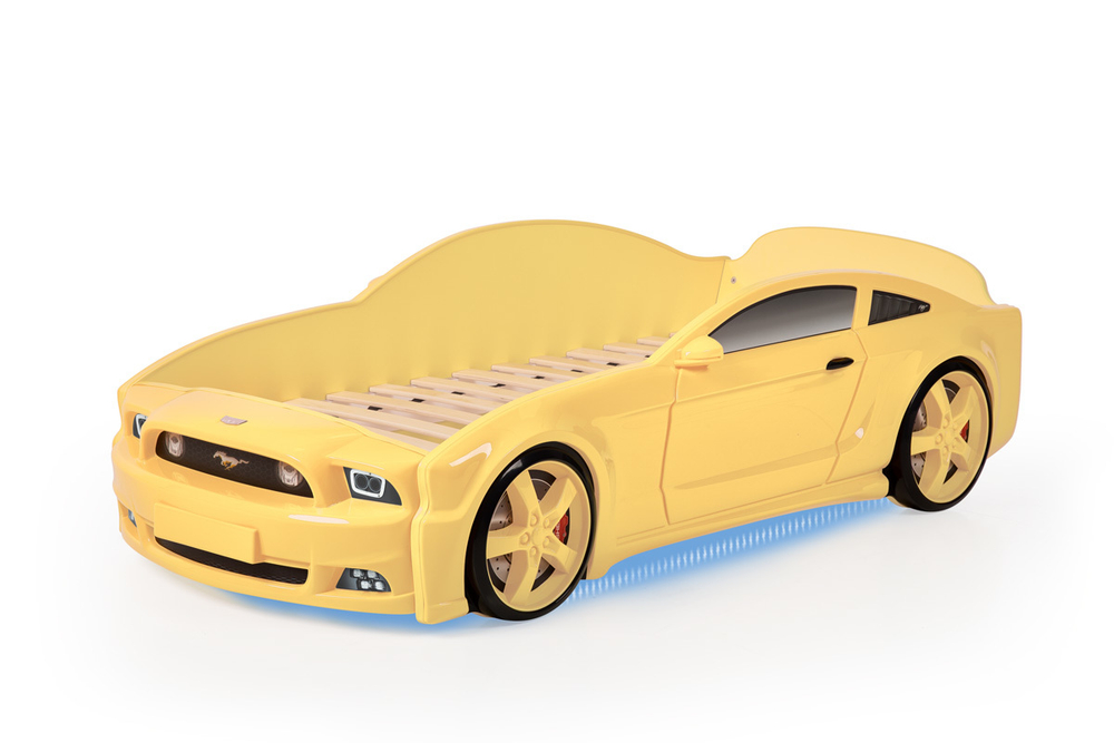 Кровать-машина "Мустанг" 3D (желтая)