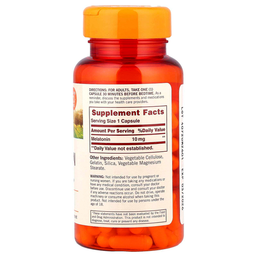 Sundown Naturals, Мелатонин, 10 мг, 90 капсул