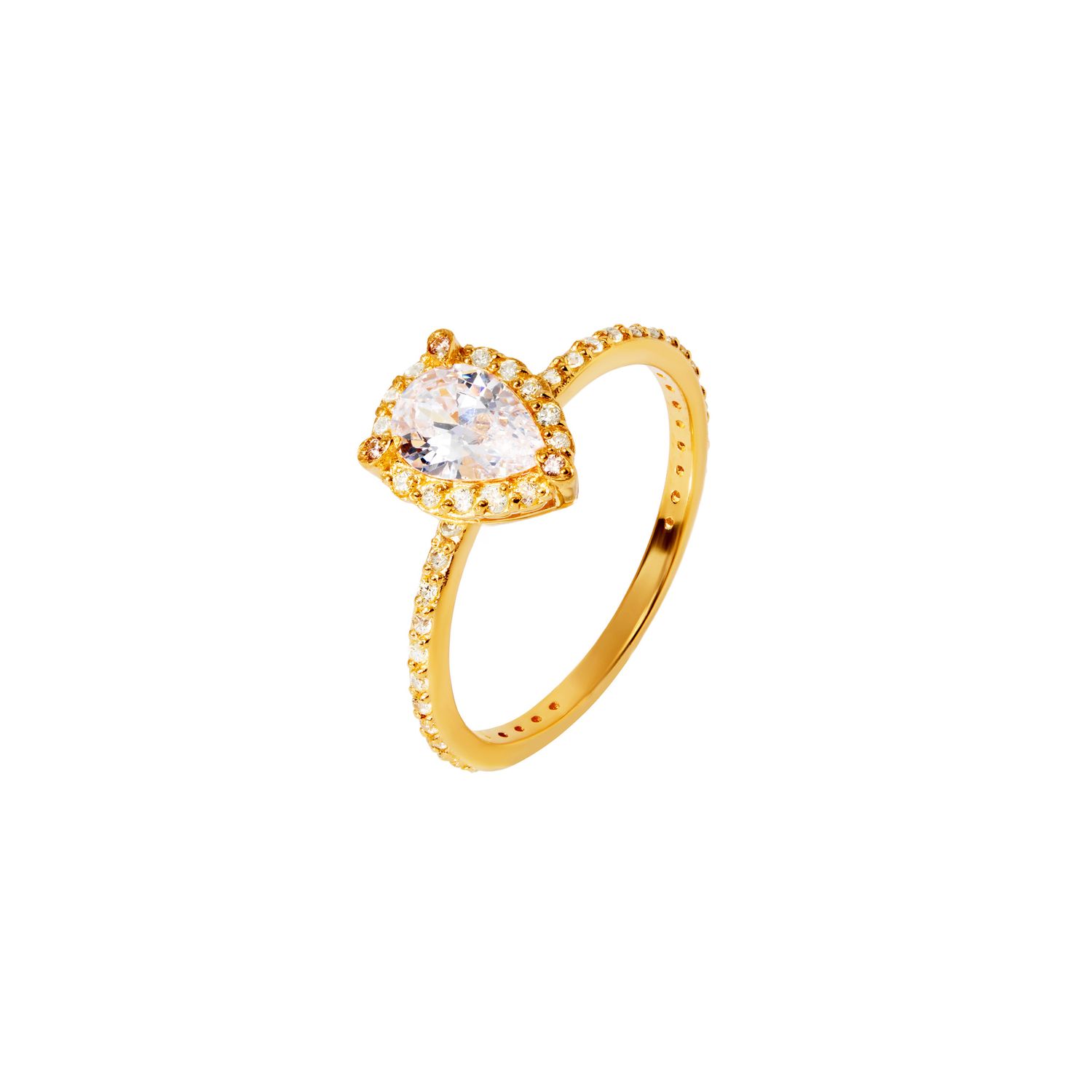Кольцо The Gold Pear Ring - Crystal