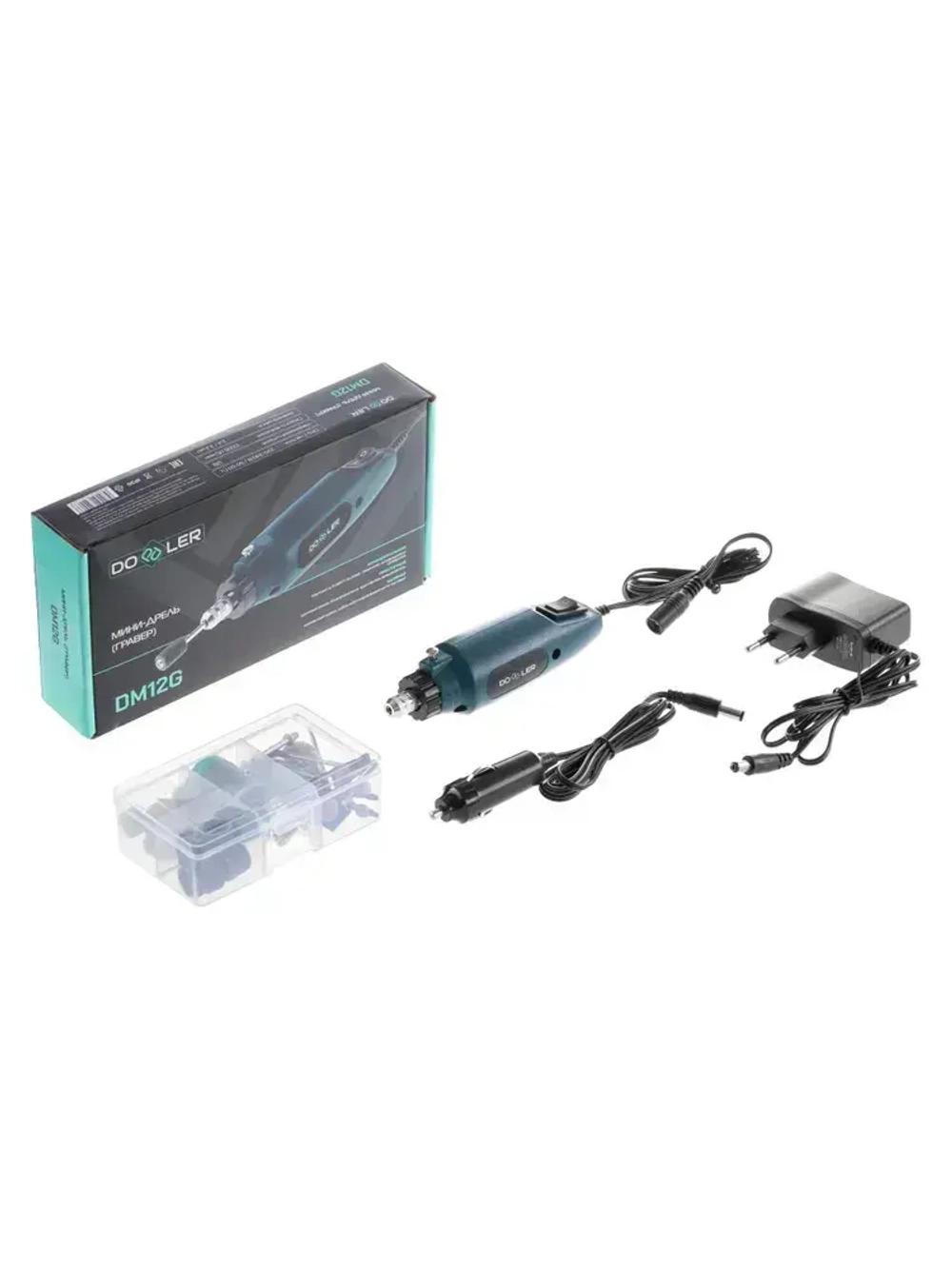 Гравер электрический Doppler DM12G 12В 3.2мм 15000об/мин + аксессуары 80 шт, в коробке