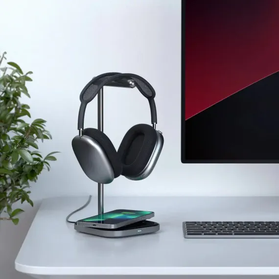 Satechi 2-in-1 Headphone Stand with Wireless Charger Grey