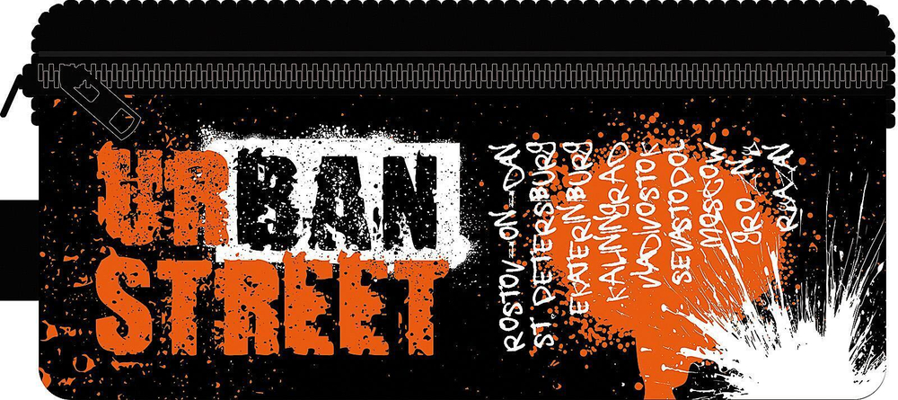 Пенал-косметичка на молнии, с ручкой 200/90/40 "Urban street 2025" 2-х сторон.печать, ткань (Пчёлка)